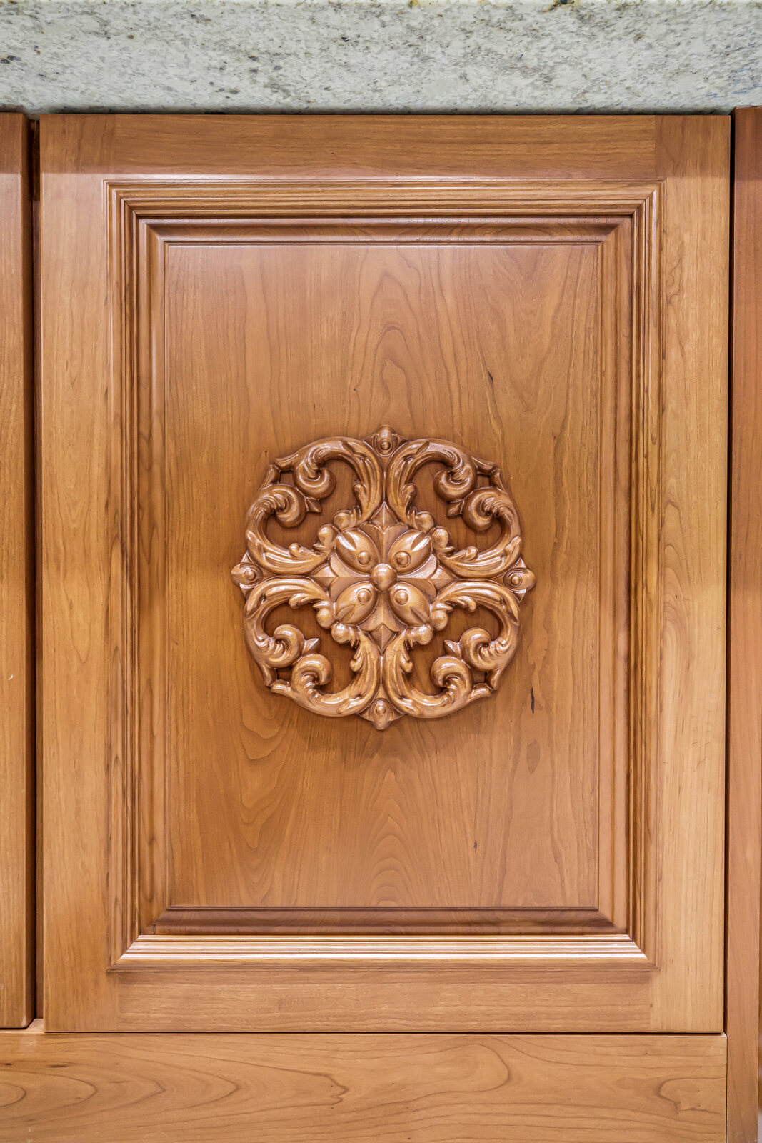 Hand-carved detail on a custom island