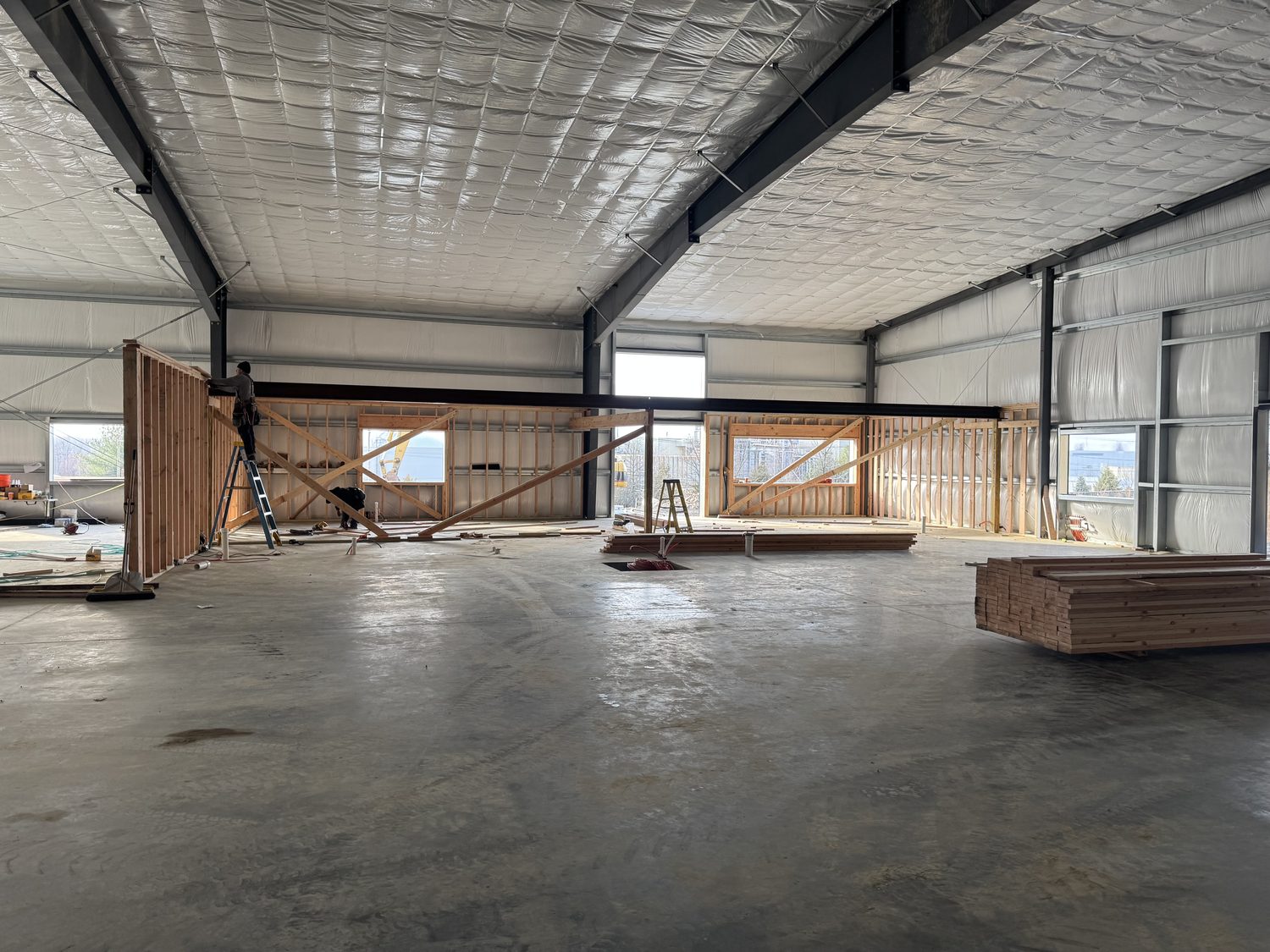 Inside the new Milford building, the manufacturing floor coming together